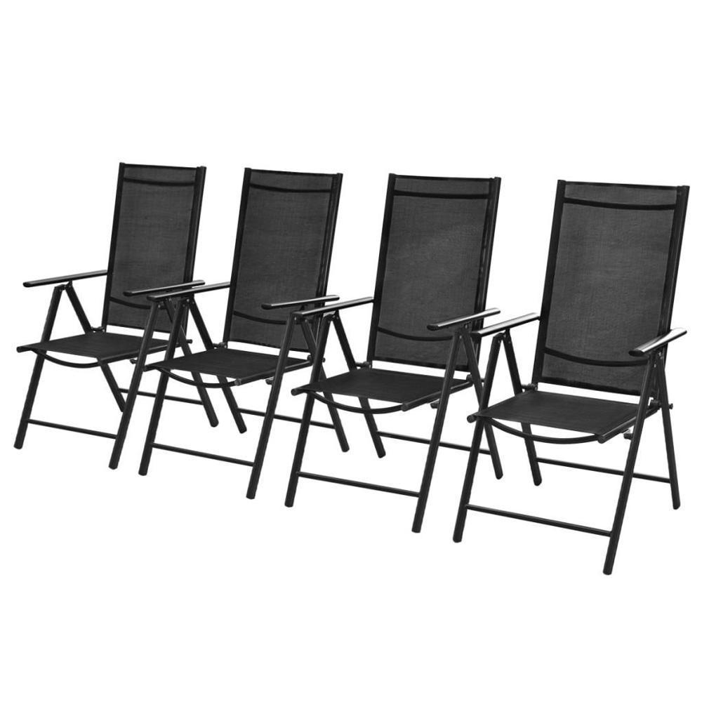 Outdoor Folding Sling Back Chairs Patio Adjustable Reclining Back Sturdy Steel Frame with Armrest Chair Indoor