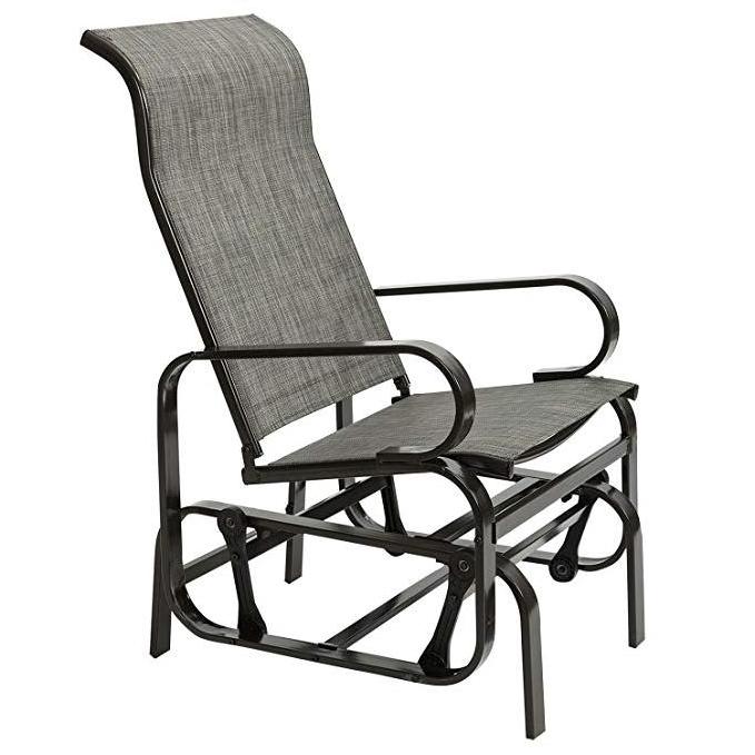 Patio Sling Rocker Chair, Outdoor Glider Rocking Lounge Chair, All Weatherproof, Grey