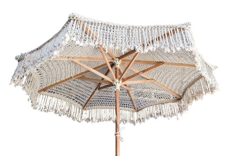 High quality of cotton rope umbrella with retro tassels finish