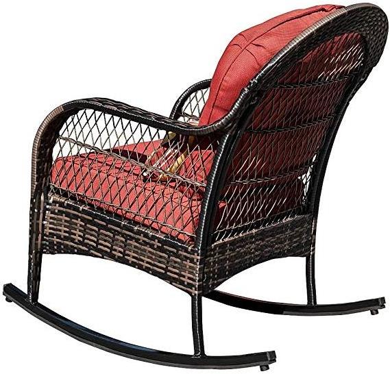 Outdoor Wicker Rocking Chair Rattan Outdoor Patio Yard Furniture All- Weather with Cushions Replacement