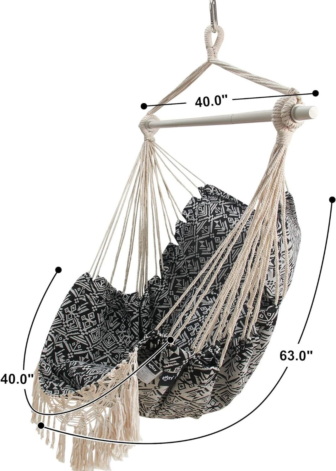 Danlong Portable Outdoor Fine Cotton Weave Hammock Chair Hanging Rope Ceiling Swing Chair with Metal Bar