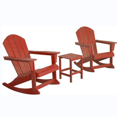 3 Pieces Outdoor Patio Rocking Adirondack Chairs with Side Table Set