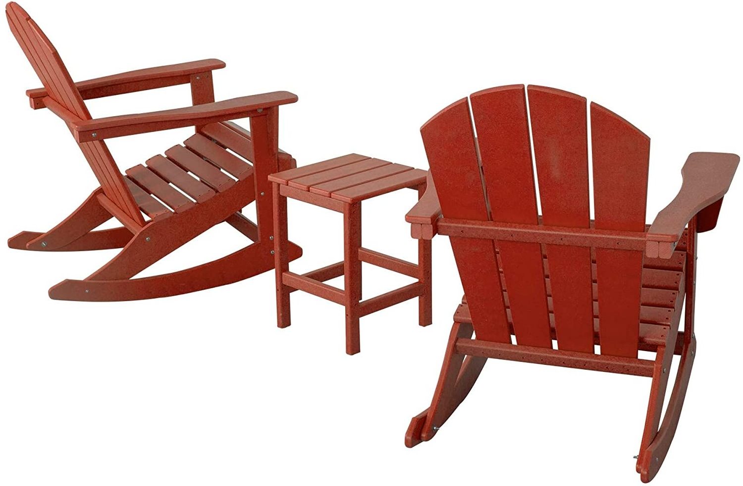 3 Pieces Outdoor Patio Rocking Adirondack Chairs with Side Table Set