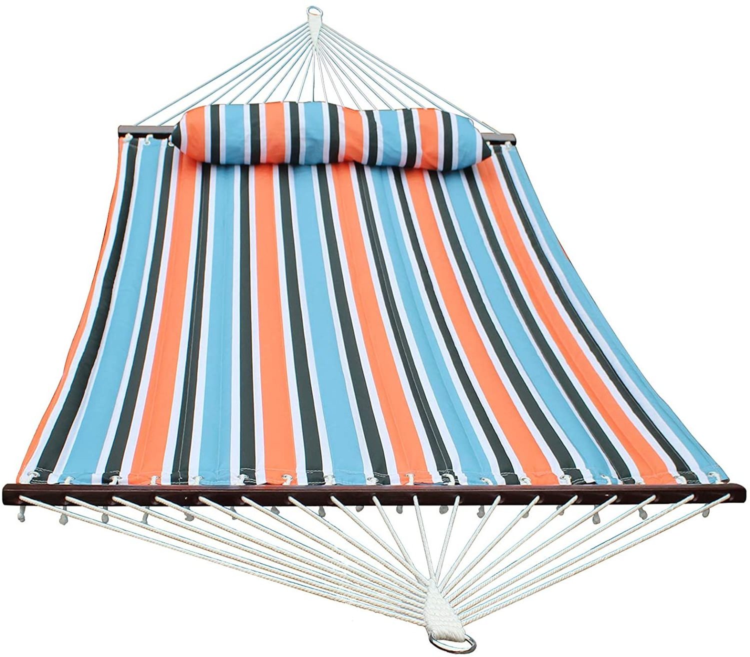 Hot selling outdoor garden swing bed folding high quality hanging cotton with stand portable quilted patio straight hammock