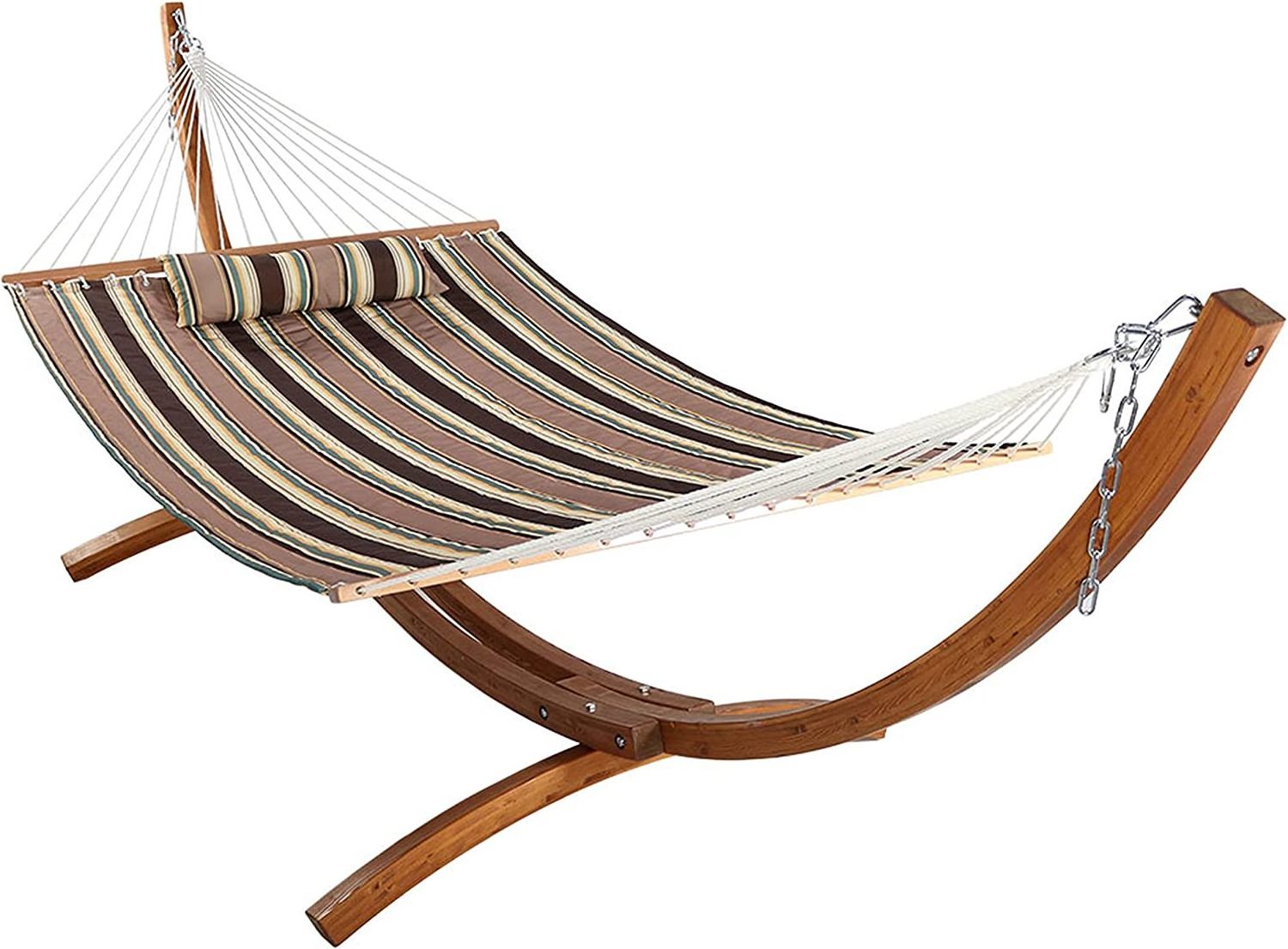 Danlong Hammock chair stand Fabric Hammock with Stand 12 Feet Wooden Arc Frame Stand with Quilted Hammock