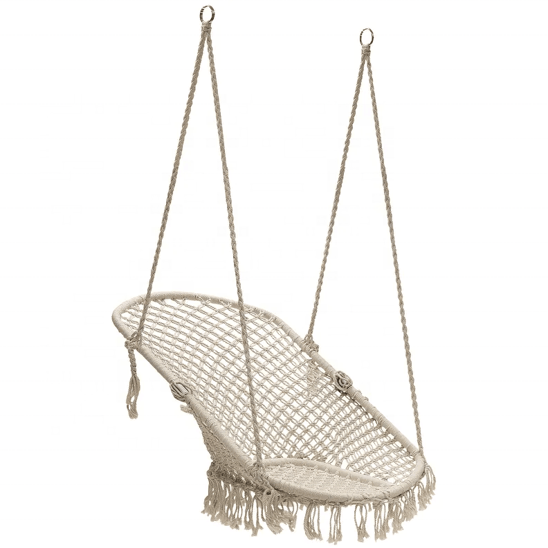 Lounge Chair Swing Heavy Duty Cream Lounge Chair Macrame Swing With Tassels