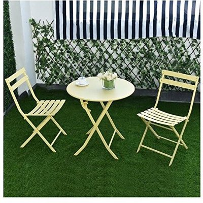 3 Piece Folding Bistro-Style Set Outdoor Table and Chair Set Iron Bistro Set