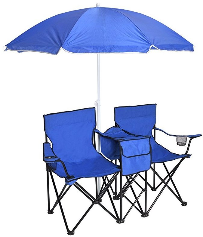 Outdoor Foldable Double Seat Camping Beach Lounge Chair with Tea Table