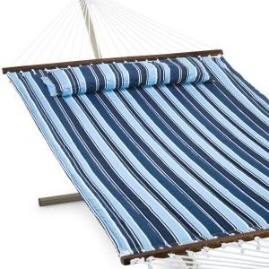 Patio Hammock Quilted Fabric with spreader bar 2 Person quilted hammock with pillow with stand