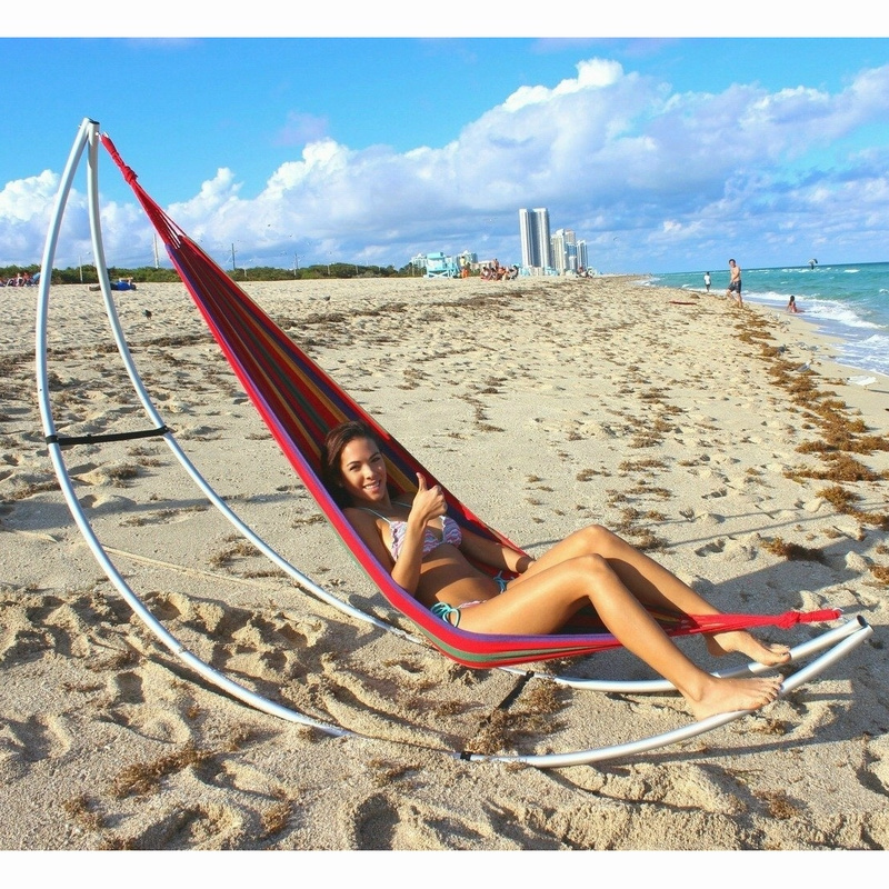 Folding Beach Hammock Portable Foldable Aluminum Folding Hammock Stand for Outdoors