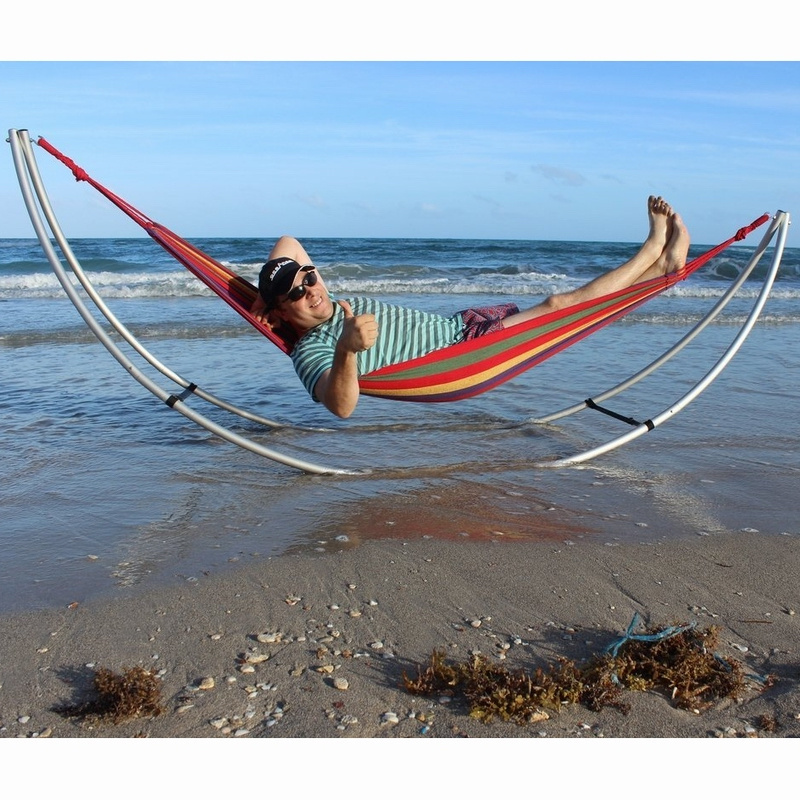 Folding Beach Hammock Portable Foldable Aluminum Folding Hammock Stand for Outdoors