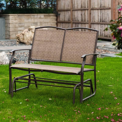 Outdoor steel 2-seater glider sling metal glider chair two seat bench