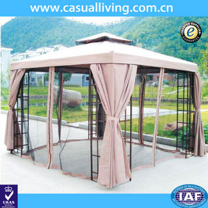 Metal Gazebo with Netting Tent Privacy Curtains Steel Frames Cover Fabric Roof Sun UV-Protected Patio Gazebo with mosquito net