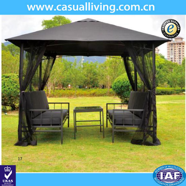 Metal Gazebo with Netting Tent Privacy Curtains Steel Frames Cover Fabric Roof Sun UV-Protected Patio Gazebo with mosquito net