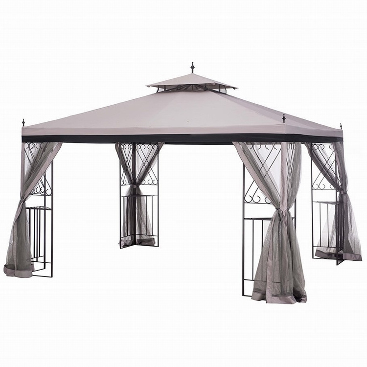 10' x 12' Monterey Gazebo mesh screen with Netting mosquito net , Gray with Black