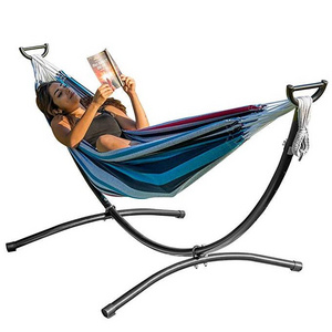 Double Hammock with Stylish Space Saving Steel Stand Portable Hammock Stand with Hooks