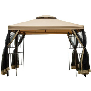 Garden Steel Frame Gazebo Polyester Fabric 3*3M Patio Backyard Double Roof Vented Gazebo Canopy Gazebo Replacement Canopy