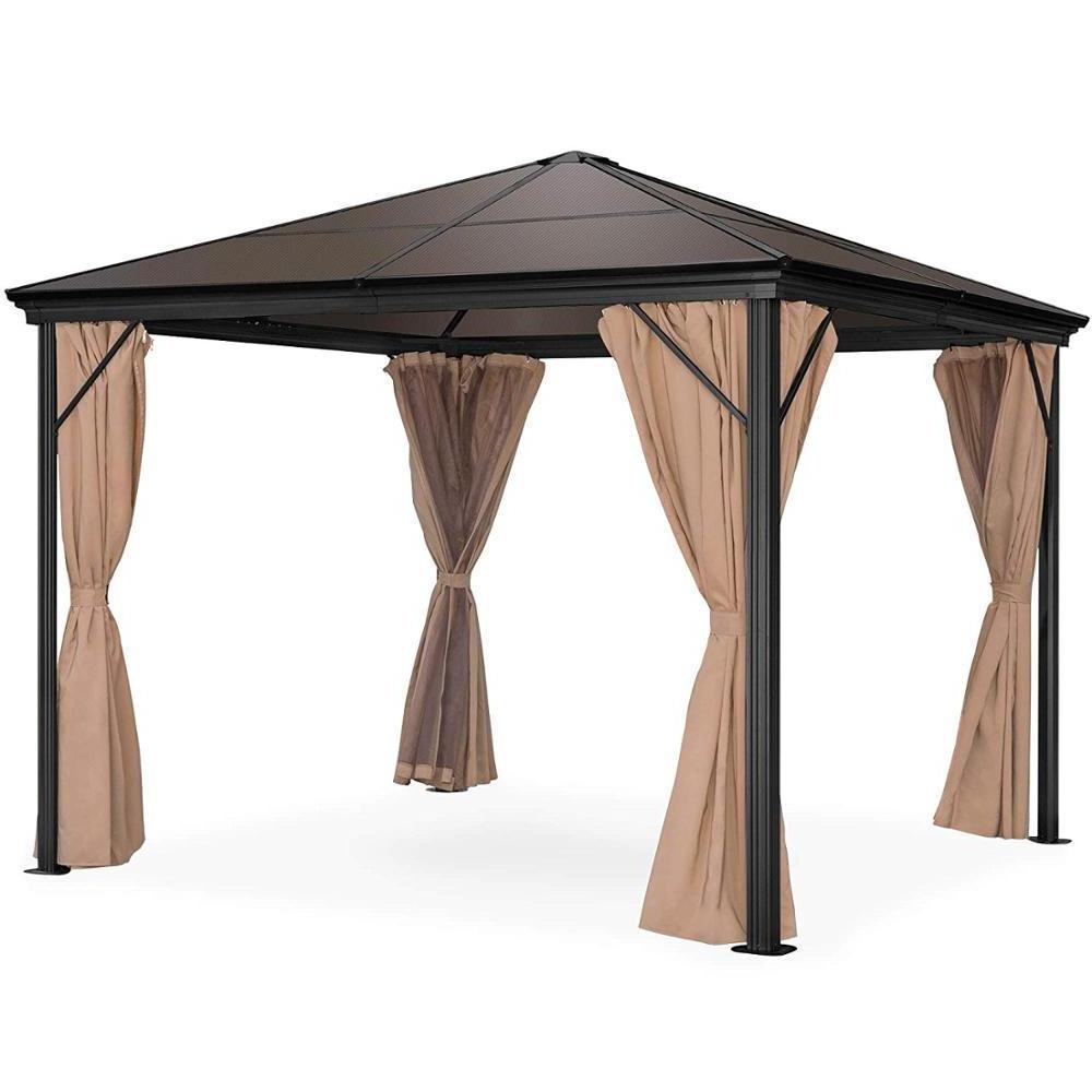 Aluminum Frame Hardtop Gazebo Canopy for Backyard Garden with Side Shade Curtains Mosquito Bug Nets PC Gazebo