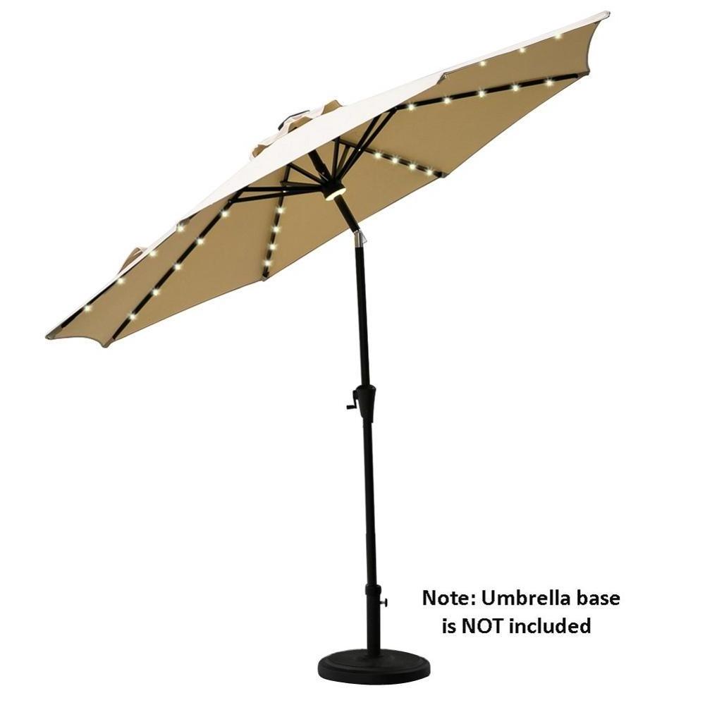 9' LED Light  Patio Umbrella 10' Solor Powered Lighted Outdoor Patio Market Umbrella with Tilt for Outside Balcony Table or Deck