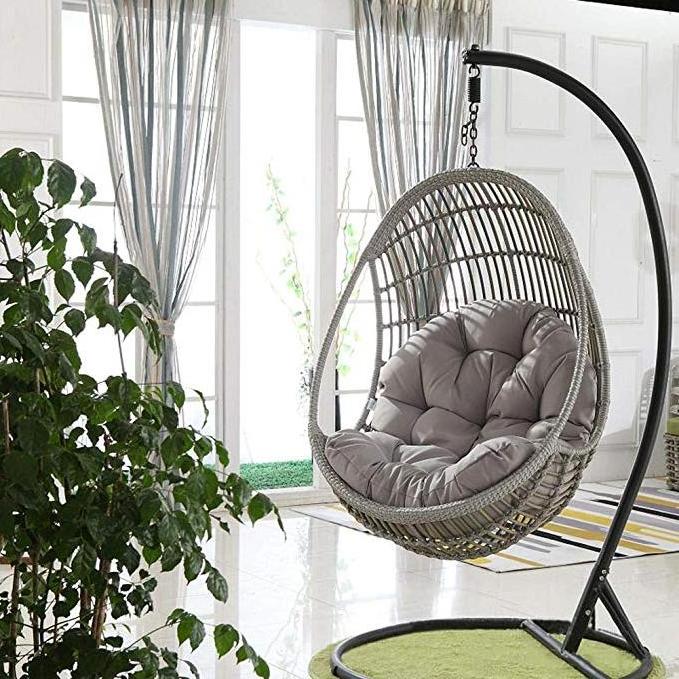 Patio Garden Metal Swing Hanging Basket Seat With Cushion and Stand Hanging Egg Hammock Chair Pads Waterproof Chair Seat