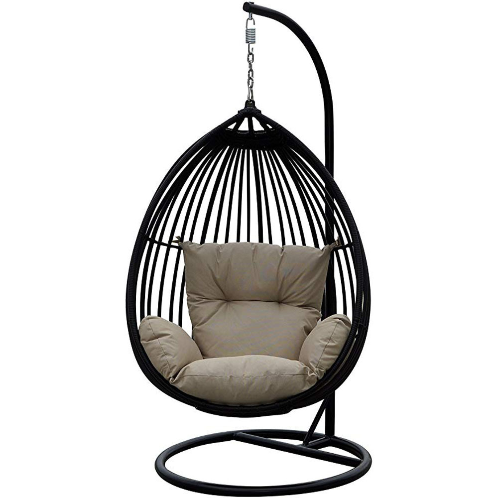 Patio Garden Metal Swing Hanging Basket Seat With Cushion and Stand Hanging Egg Hammock Chair Pads Waterproof Chair Seat