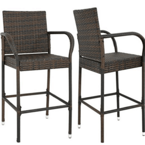 Outdoor Rattan Furniture Wicker Patio Bar High Stools - Set of 2