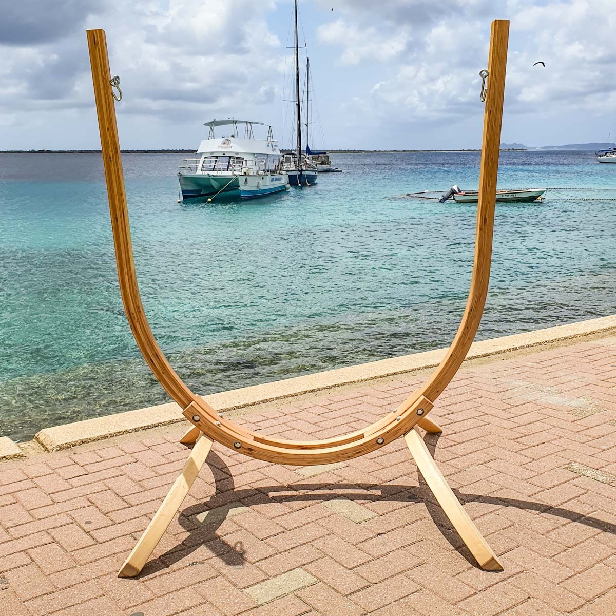 Danlong Heavy Duty Wooden ARC Frame Deluxe Hammock Hanging Swing Chair Stand