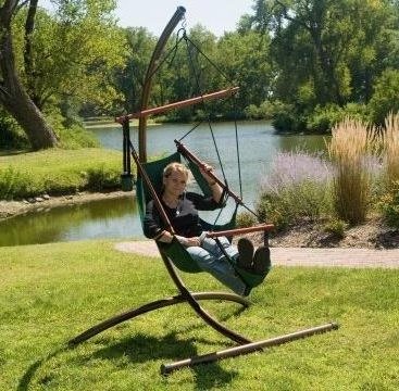 Free standing hammock folding chair with footrest hanging chair with stand