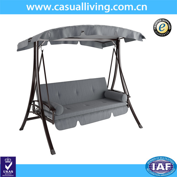 Outdoor 2 Person Canopy Swing Glider Hammock Patio Furniture Daybed Patio Swing in Charcoal and Grey