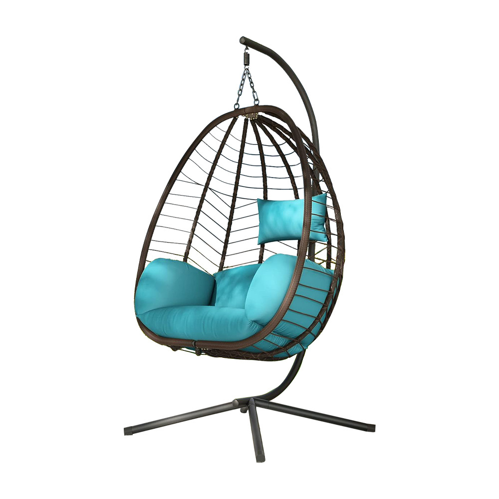 Outdoor Furniture Patio Swings Hanging Egg Swing Cocoons Chair with Metal Stand Indoor Wicker Rattan Garden Hanging Chair