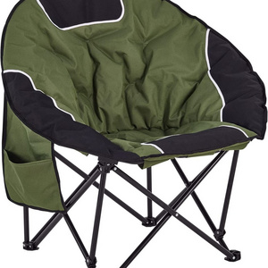 Portable Heavy Duty Comfy Sofa Chair Camping Large Padded Green Folding Padded Moon Round Saucer Chair