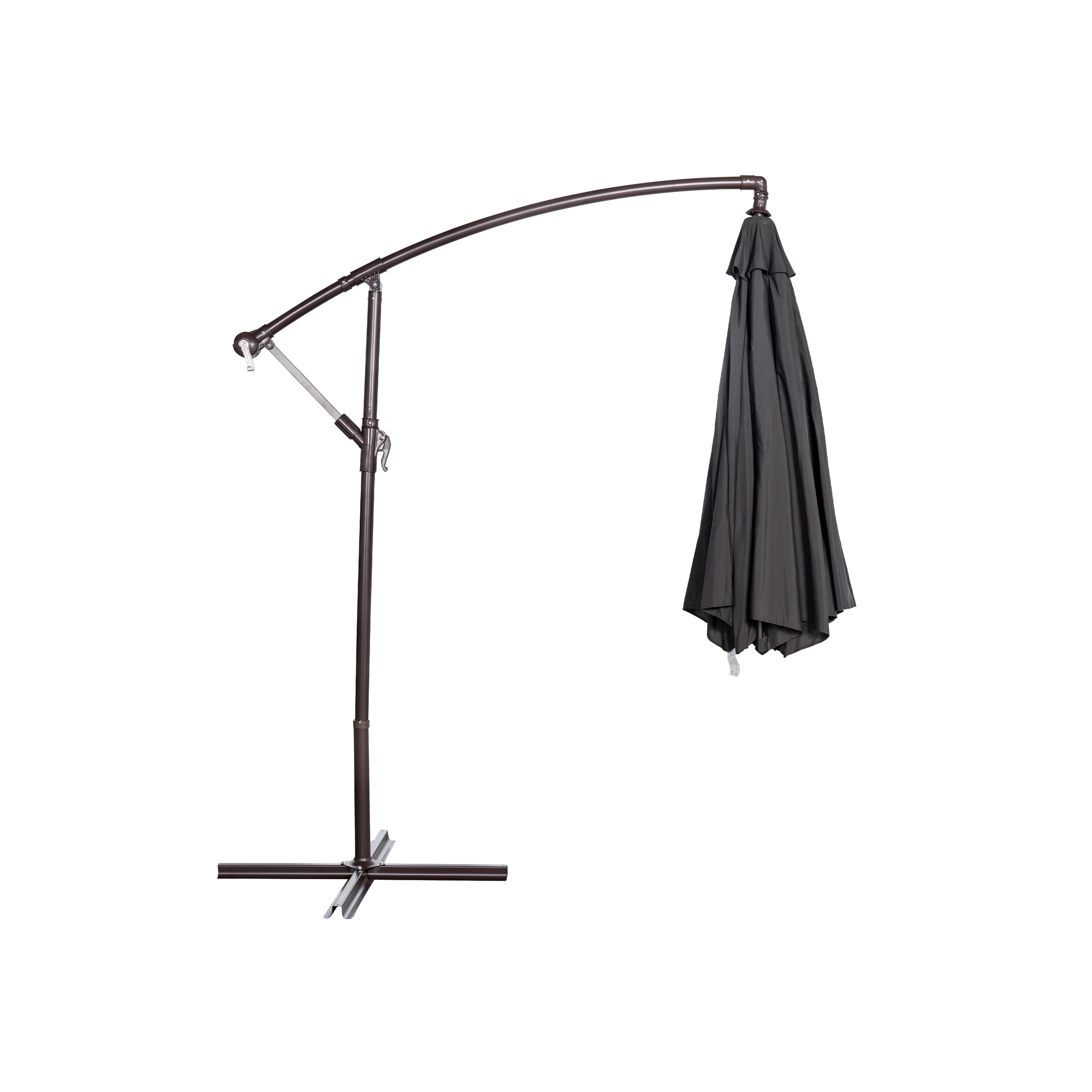 Black 9 feet Patio Umbrella with Solar Powered LED Stripe Lights and Touching Switch