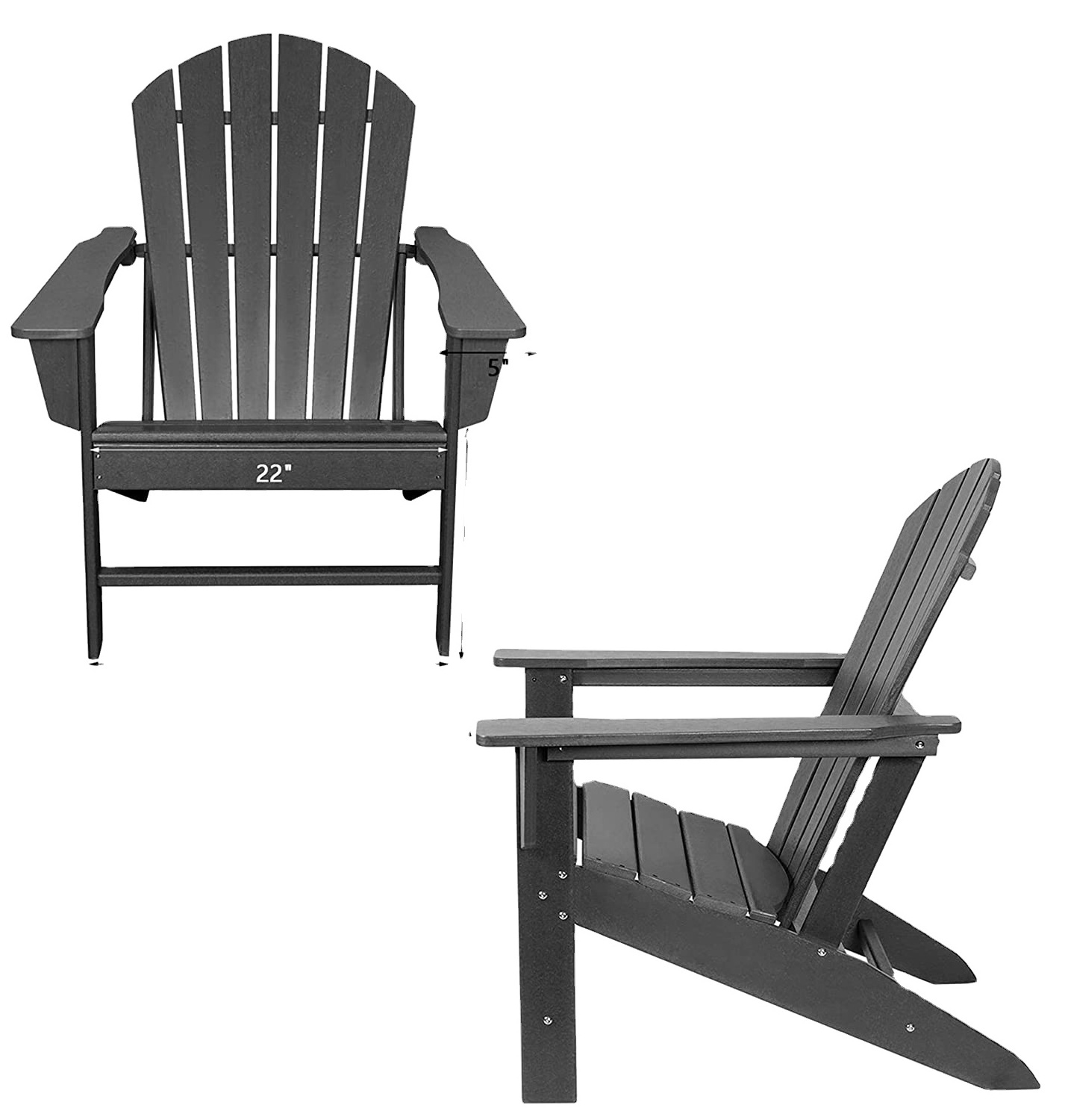 Garden Rust Proof Black Plastic Resin Deck Adirondack Chairs Outdoor Fire Pit Chairs