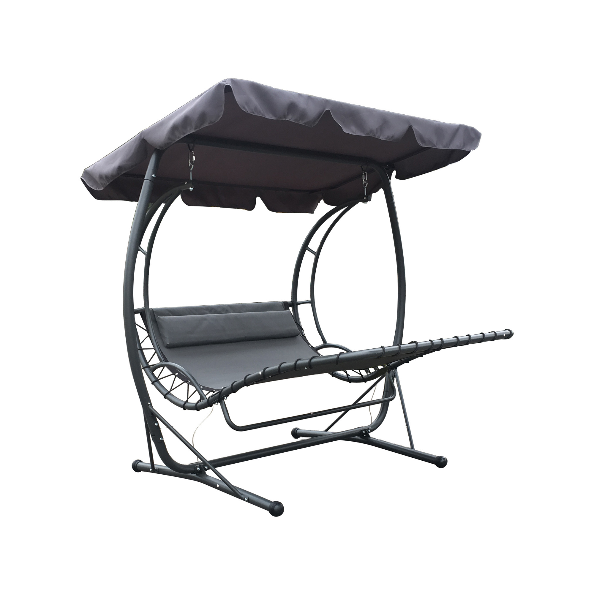 Patio Swing Double Textile Swing Bed With Canopy Hammock Rocking Sun Lounger With Pillow