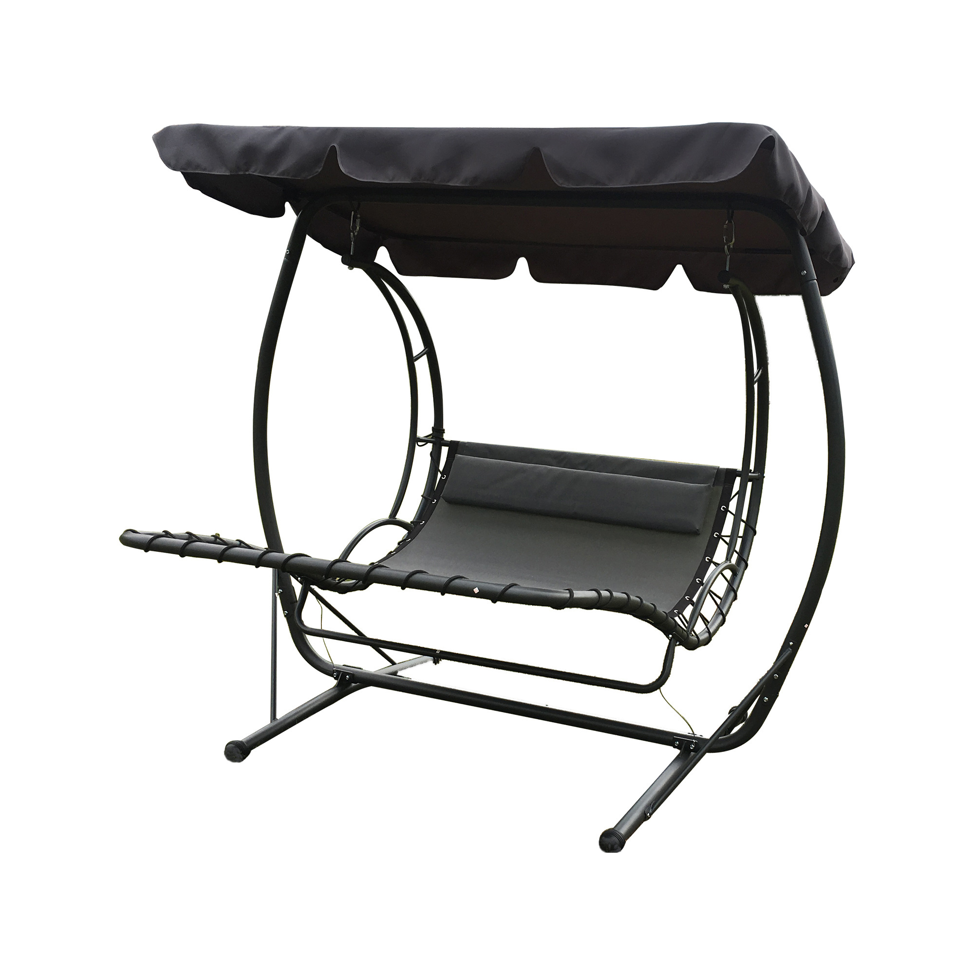 Patio Swing Double Textile Swing Bed With Canopy Hammock Rocking Sun Lounger With Pillow