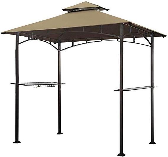 8'x5' Grill Gazebo Shelter for Patio and Outdoor Living BBQ Shelter Tent, Double Tier Soft Top Canopy and Steel Frame