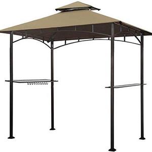 8'x5' Grill Gazebo Shelter for Patio and Outdoor Living BBQ Shelter Tent, Double Tier Soft Top Canopy and Steel Frame