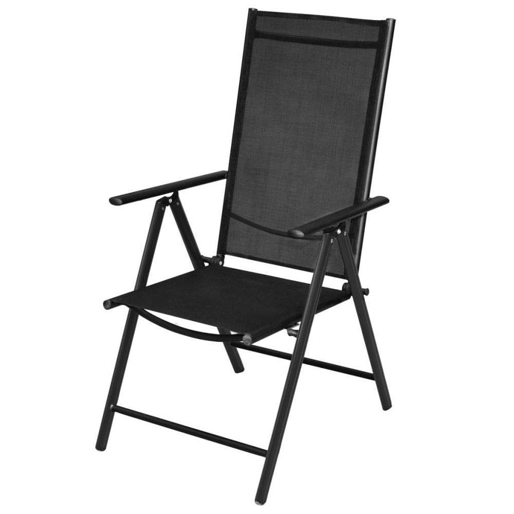 Outdoor Folding Sling Back Chairs Patio Adjustable Reclining Back Sturdy Steel Frame with Armrest Chair Indoor