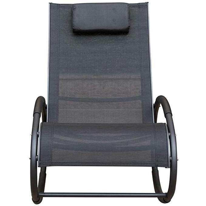 Outdoor Patio Aluminum Zero Gravity Chair Orbital Rocking Lounge Chair with Pillow Wave Rocker, Capacity 250 Pounds