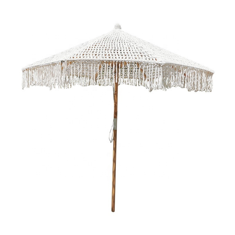 High quality of cotton rope umbrella with retro tassels finish