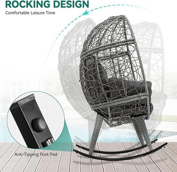 Modern Rattan Hanging Egg Chair With Stand Patio Swings Rocking Basket Hammock Chair Balcony Courtyard Garden Furniture