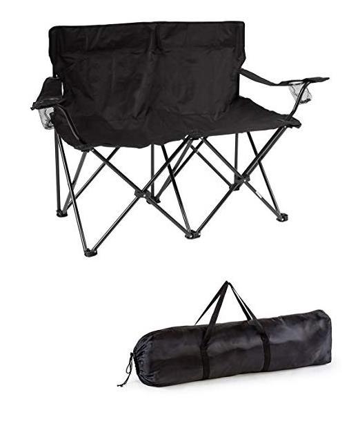 Loveseat Style Double Seat Beach Camp Quad Chair with Steel Frame