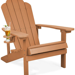 Modern Poly Classic Adirondack Chair with Cup Holder for Garden Backyard Deck