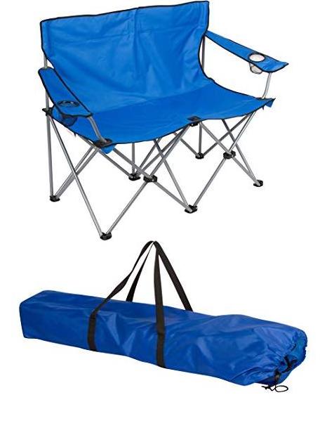 Loveseat Style Double Seat Beach Camp Quad Chair with Steel Frame