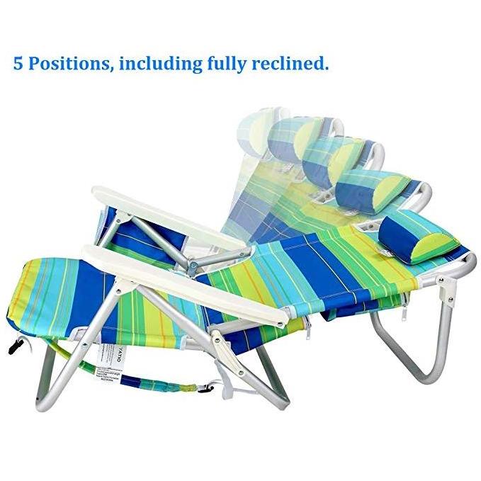 5 Positions Lay Flat Backpack Aluminum Lightweight Beach Chair Camping Folding Chair