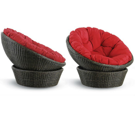 Outdoor garden rattan wicker swivel moon chair lounge chair