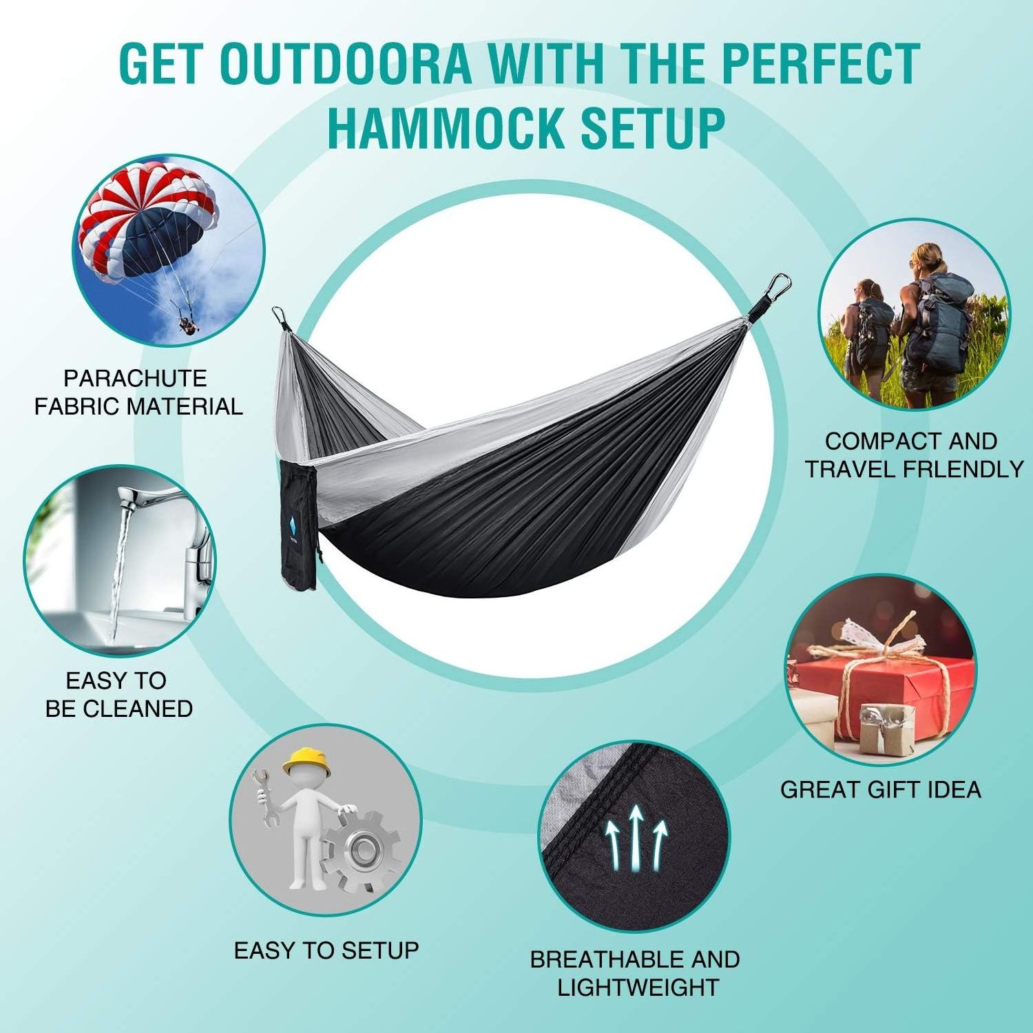 Danlong outdoor double hammock hiking ultralight single double lightweight nylon rope hammock