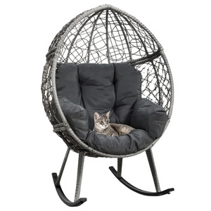 Modern Rattan Hanging Egg Chair With Stand Patio Swings Rocking Basket Hammock Chair Balcony Courtyard Garden Furniture