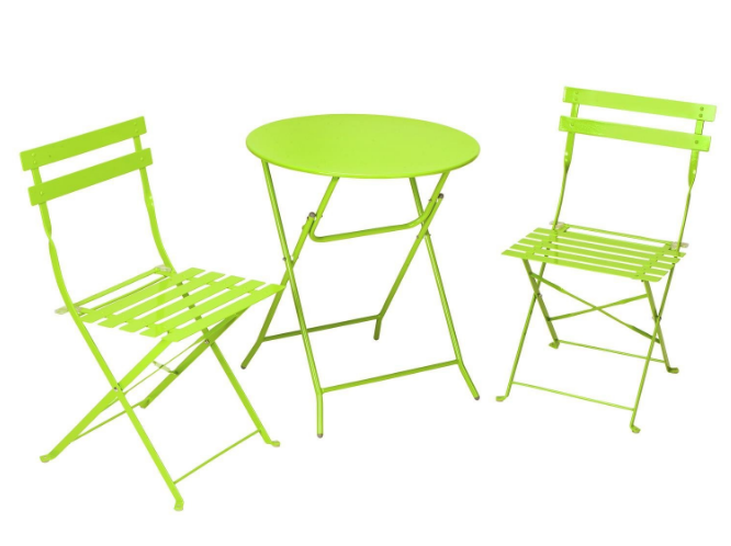 3 Piece Folding Bistro-Style Set Outdoor Table and Chair Set Iron Bistro Set