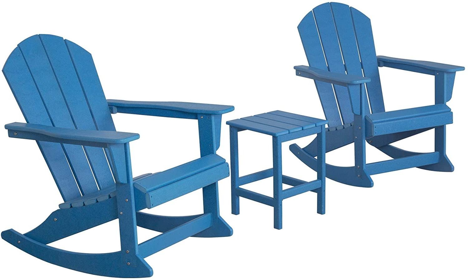 3 Pieces Outdoor Patio Rocking Adirondack Chairs with Side Table Set